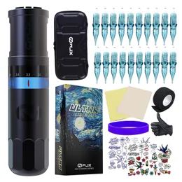 WJX W3 Kit de tatuagem sem fio Máquina de curso ajustável Carga rápida Bateria WJX Ultra Cartuchos TZ-058