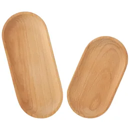 Oval Wooden Plates 23CM Beech Wood Tray Children's Whole Woods Fruit Plates Party Dessert Dinner Tableware