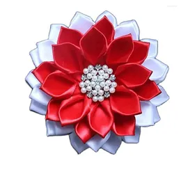 Broches Effen Rood Wit Zijden Lint Bloem Broche Corsage Vrouwen Griekse Pin Accessoire Mode