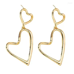 Kolczyki Dangle Mxme Double Love-Heart Drop for Women Personality Ear Biżuter