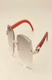 2019 New Factory Direct Luxury Fashion Diamond Sunglasses 3524014 자연 조각 나무 사원 선글라스 조각 렌즈 개인 9622404