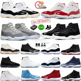 أحذية كرة السلة J11 Men Women 11S DMP Amritity Cherry Jubilee Snakeskin Cool Gray 25th Anniversary 72-10 Low Bred Pure Cement E29T#