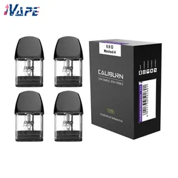 Uwell Caliburn A2 Pod-Kartusche, 2 ml, Meshed-H, 0,9 Ohm, Füllung von oben, UN2 Meshed-H, 1,2 Ohm, seitliche Füllung, sichtbares Fenster, PRO-FOCS Tech, 4 Stück/Packung