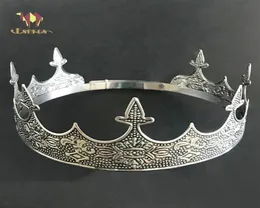 ESERES King Crown для мужчин, полная круглая регулируемая старинная серебряная тиара, свадебные аксессуары для волос D19011103211O184a4773515