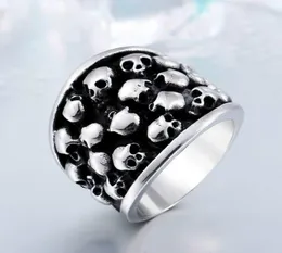 Rock Roll Punk Unique Heavy Gothic Black Silver Color Horror Skulls Rostfritt stål Mens Ring Us Size3758305