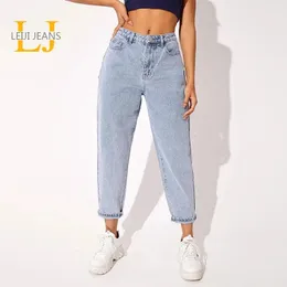 LEIJIJIEAN's Ankle Jeans 2023 Dehnbare, hohe Taille, lockere, helle Waschung, verkürzte Damen-Denimhose, 6XL, Mom-Harem, 240102