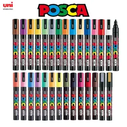 Set di pennarelli a vernice Uni Posca per Giappone PC-1M PC-3M PC-5MPC-8KPC-17K 7 8 12 15 21 24 28 29 colori Set non tossico a base d'acqua 240102