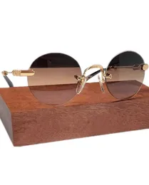 Lux desig Retrovintage Round Rimless Frame Sunglasses UV400 Silv Fashion Ultralight Titanium للجنسين Plano Goggles 5225140 لـ P7066466