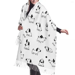 スカーフ冬タッセルスカーフ面白い子犬犬女性カシミアネックヘッドウォームパシュミナレディショールラップバンダナ