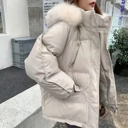 Women's Trench Coats Lucyever Short Hooded Down Cotton Parkas Women 2024 Winter Thick Warm Padded Jacket Ladies Korean Fur Collar Snow Wear