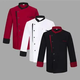 Restaurante chef jaqueta superior longo manga curta el café cozinha trabalho wear padaria cozinhar topos uniforme de comida rápida para homem y240102