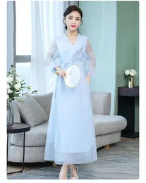 Clothing Asia & Pacific Islands Garment embroidered modern Women kaftans Gown New national Style Robe long Dress Novelty ethnic Performance