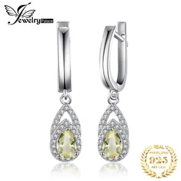 Huggie JewelryPalace Pear Natural Lemon Quartz 925 Sterling Silver Dangle Hoop Earrings for Woman Gemstone Fine Jewelry Birthday Gift