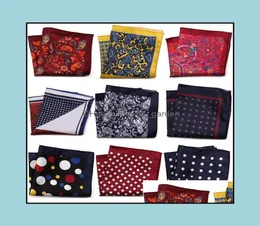 Näsdukar modetillbehör 23x23 cm mans pocket fyrkantigt hanky tryck polka dot floral bröst handduk stor storlek näsduk fo1219008