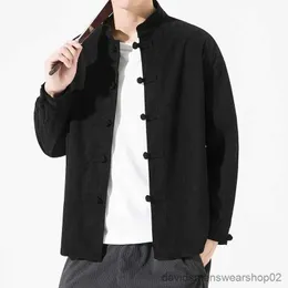 Camisas casuais masculinas estilo chinês jaqueta gola mandarim uniforme hanfu kung roupas tradicionais chinesas para homens retro top blusa qipao