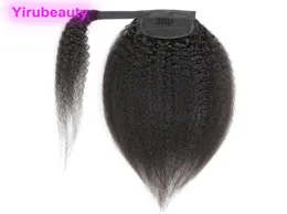 Brezilya Perulu 100 İnsan Saç Kancası Döngüsü Kinky Düz 824inch Ponytails Bakire Saç Kinky Düz Pony Kuyruk Saç Extensi6720593