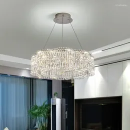 Lustres modernos de cristal LED candelabro luxo onda de aço inoxidável k9 pendurado lâmpada teto flor pingente luzes 3 anos de garantia