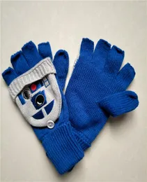 Fashionstormtrooper Darth Vader Robot R2D2 Cotton Knitting Winter Warm Gloves Blue R2D2 Mitten Fullhalf Finger 2 Style5966864