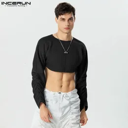 Inderun Tops Style American Procen Men's Cropled Pisted Sweater Speetre Silny prosty męski sweter z długim rękawem S-5xl 240103