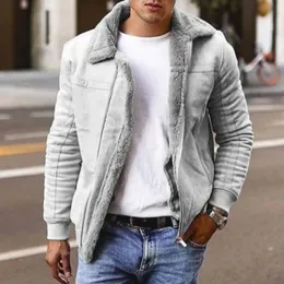 Winter Warm Jacket Men's Casual Fur Coat Autumn and Fashion Fleece för att hålla 240102