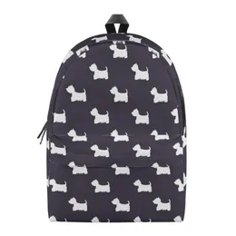 High Quality 16inch Cartoon Westie Print Backpack Girl Schoolbag Kindergarten Backpack Large Kawaii Schoolbag Mochila Mujer 240102