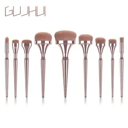 Borstar 9st/uppsättning sminkborstar Höggrad PurpleGold Soft Beauty Cosmetic Tool Brush Foundation Eyebrow Make Up Brush Set Gujhui