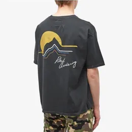 24SS Heavy Made USA Men Sunset Mountain Tee Women Vintage Print Skateboard Short Sleeve T Shirt 0104