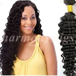 Wefts Virgin Hair Bundles Brazilian Human Hair Weaves Deep Wave Curly 8 ~ 34inch 100% 처리되지 않은 페루 인디언 말레이시아 벌크 헤어 exte