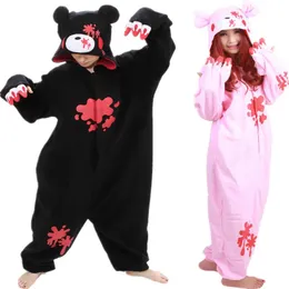 زي رخيصة DHL PIJAMAS أسود وردي قاتم الدب القطبي الدافئ الصوف اليابان الأزياء الموضة أوكسي بيجاما للحيوانات