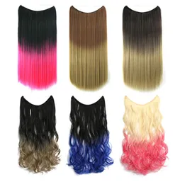 24 -calowe Ombre Color Loop Micro Ring Hair Hair Extensions prosta fala syntetyczna linia rybki Blundles MW8006B6370489