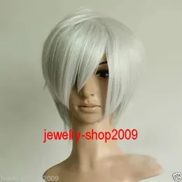 Perucas frete grátis nova imagem de moda de alta qualidade full lace wigsTitle926 Cosplay Hakuouki Okita Souji curto prata branco peruca de calor