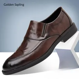 Formal for Men Sapling Business Loafers Shoes Golden Dress Oxfords Men's Wedding Shoe Fashion Leather Footwear Elegant Male Flat 240102 817 Oxds 's