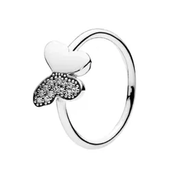 Ringdesigner Schmuck für Frauen Originalqualität Bandringe 925 Silber Ring glänzender Schmetterling Stil Mode Ring Schmuck Schmuck
