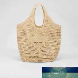 Taschen Frauen Stroh Mode Marke Plain Umhängetaschen Papier Weibliche Handtaschen Große Kapazität Sommer Strand Casual Geldbörsen mit Dreieck Muster