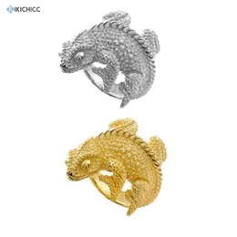 Colares Kikichicc Sterling Sier Grande Grande Lagarto Grosso Anéis Ajustáveis Resizáveis Mulheres Rock Punk Fine Jewelry Festa de Casamento