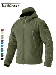 TACVASEN Winter Hooded Coats Mens Fleece Jackets Full Zip Up Multi-Pockets Fishing Hiking Climbing Outerwear Causal Parka Tops 240103
