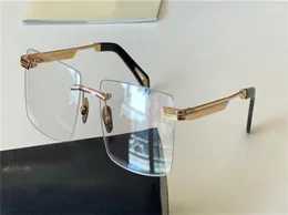 Yeni moda reçetesi gözlüklü akademik ben rimless çerçeve optik gözlükler temiz lens erkekler için basit iş tarzı