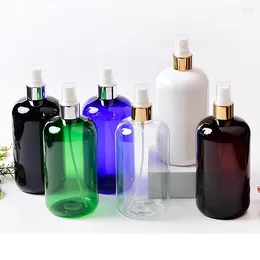 Garrafas de armazenamento 12pcs 500ml vazio branco claro marrom recarregável bomba de spray de ouro garrafa de plástico recipiente líquido perfume atomizador doméstico