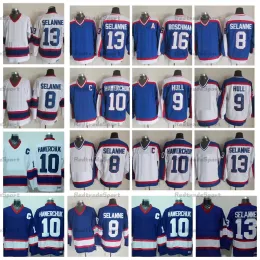 Vintage 1992 Bobby Hull 9 Hockey Jerseys 13 8 Teemu Selanne 10 Dale Hawerchuk 16 Laurie Boschman Blue White Stitched Jersey Mens M-XXXL