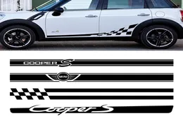 2PCS Car Side Door Body Body Body Skirt ملصقات صائق تقليم لـ Mini Cooper Clubman Counrtyman F55 F60 R55 R56 R60 Accessories3328256