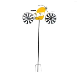 Garden Decorations Motorcycle Spinner Exquisite Weatherproof Rustic Iron Wind Spinners Vintage Yellow For Lawn