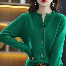 Women Autumn Winter Cashmere Sweater Cardigans Casual ONeck Long Sleeve Female Elegant Chic Outerwear 240103