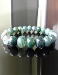 MG1123 10 mm véritable Bracelet de perles d'agate de mousse verte pour hommes nouveau Bracelet de pierres précieuses de conception Simple pour Men8012746