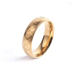 Cluster Rings Wedding 5mm Gold Silver Color Rose Sanskrit Six Words 316L Stainless Steel Finger For Women Men Wholesale