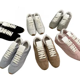 Jurchen people leather retro flat sole pure color German training Agan lacing casual sneakers