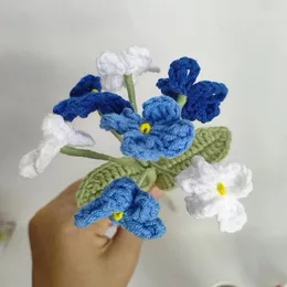 Decorative Flowers Fashion Hand-woven Gradient Forget-me-not Flower Lovely Knitted Bouquet For Home Party Arrangement Art Decot 7