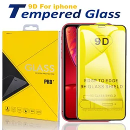 Displayschutzfolie 9D aus gehärtetem Glas für iPhone 12 11 Pro Xs Max X 7 8 Samsung 9H Full Cover Glue mit Einzelhandelsverpackung 9078237