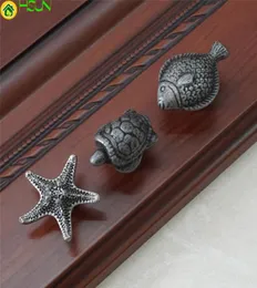 Kaplumbağa Balık Denizyıldız Desteği Destek Çekmeci Knobs S Tasar Mutfak Dolap Kapısı Knobs Antika Gümüş Siyah Kalaylı Hayvan9812185