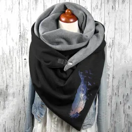 女性用スカーフファッション印刷スカーフ2024冬ボタンソフトラップウォームプラスベルベットネックウォーマーエチャルペヒバフフェム