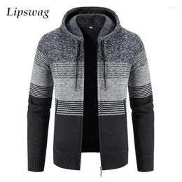 Herrenpullover Vintage Slim Fit Reißverschluss Kapuzenpullover Jacke Herrenmantel Herbst Winter Casual Langarm Fleece Sweatercoat Herren Strickwaren